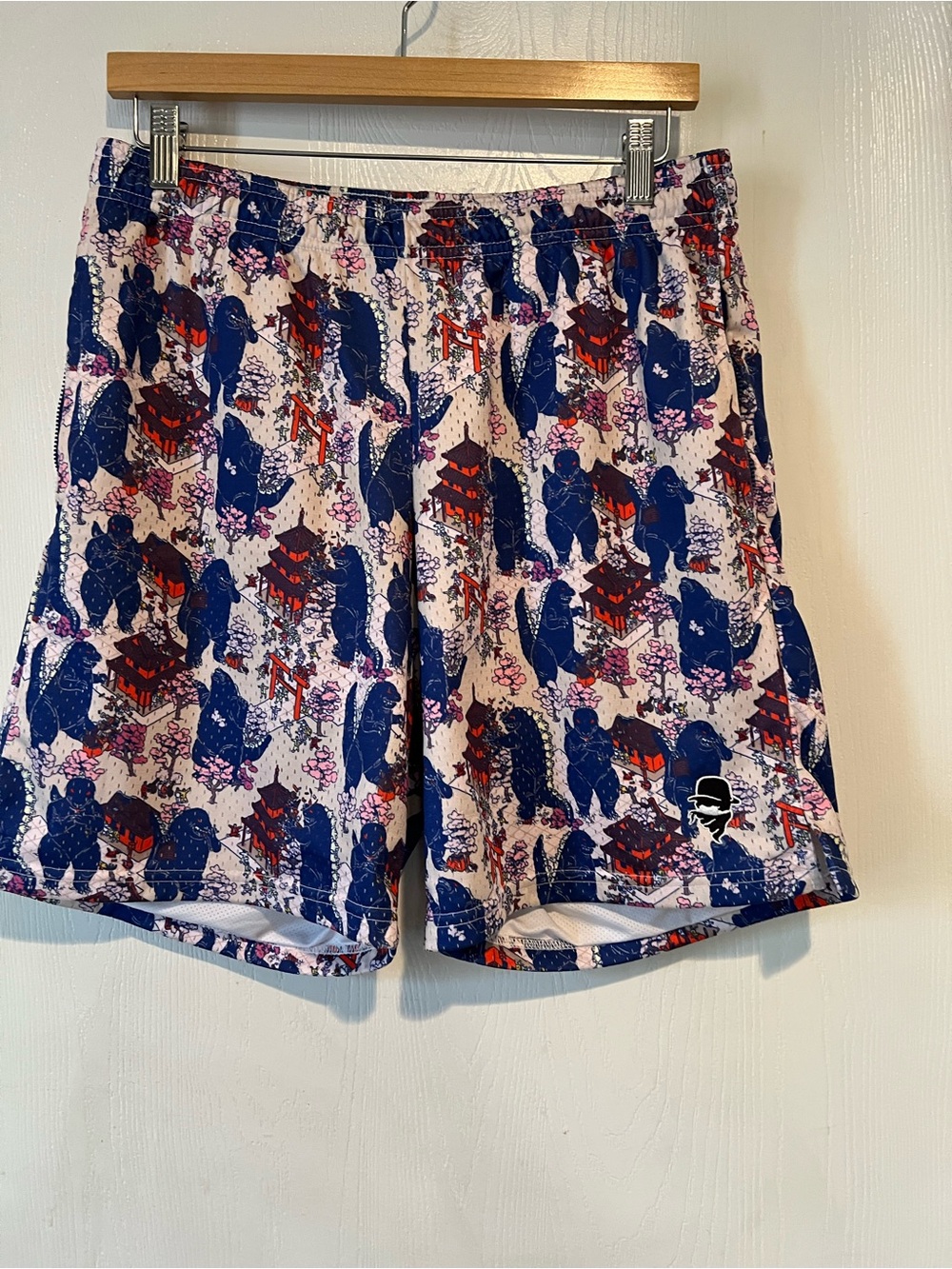 Retro Godzilla Athletic Basketball Shorts Men Size Large